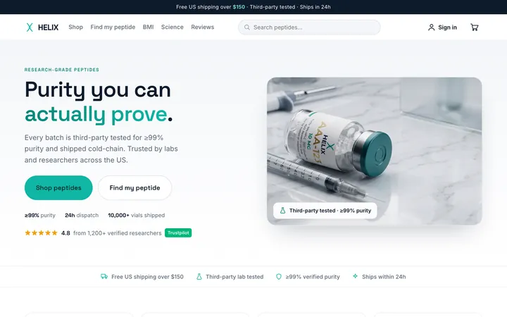 HELIX peptides store preview