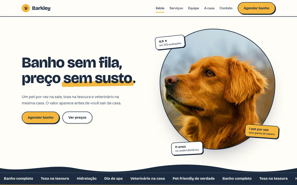 Barkley pet grooming site preview