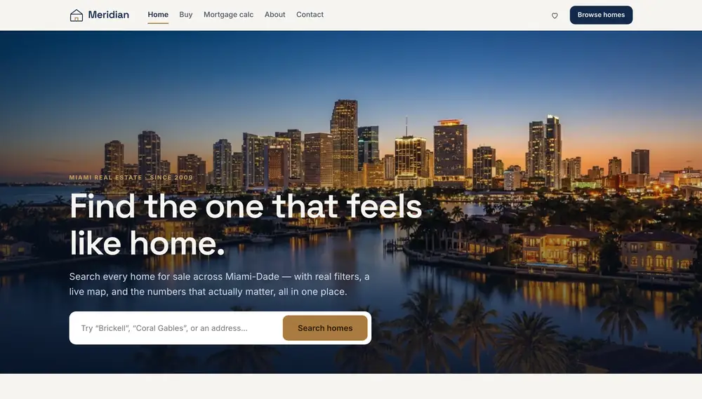 Meridian real estate site preview