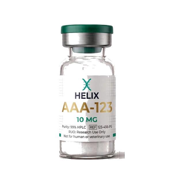 Photoreal product render of a peptide vial